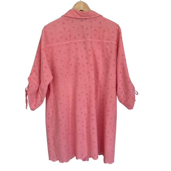 Susan Graver Style Coral Button Up Collared Tunic - 1X - Picture 3 of 5